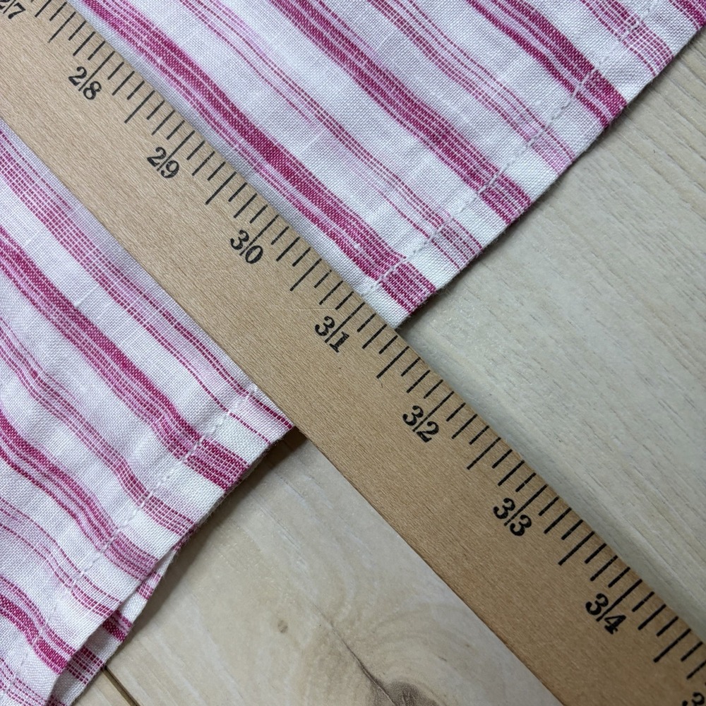 Tommy Bahama Mens 100% Linen Button Up Striped Shirt Large Long Sleeve Red White - Picture 13 of 14